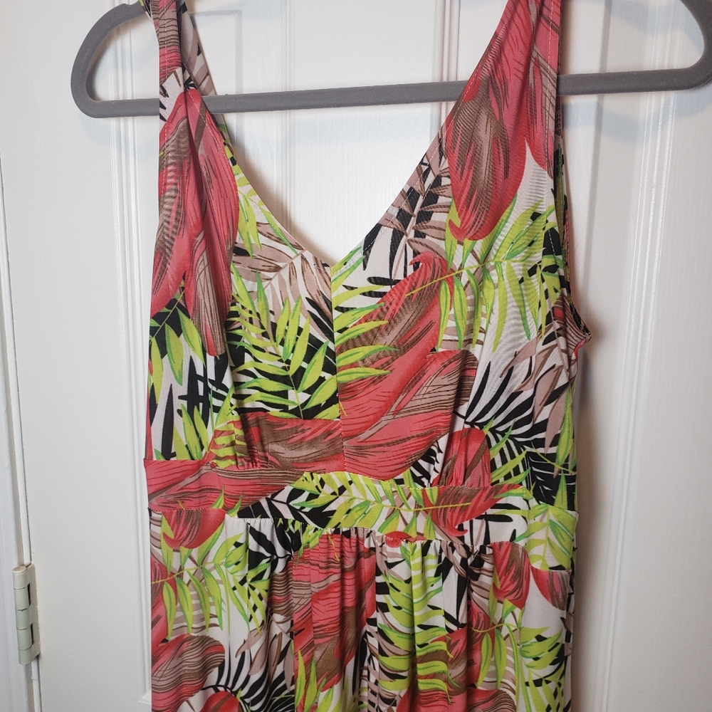 West Loop Women Stretchy V-Neck Tropical Vibrant Maxi Dress - Picture 6 of 10
